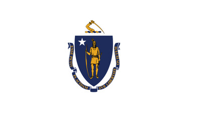 Massachusetts State Flag Vector Clipart Illustration with Bold Design, Featuring the Iconic Shield, Pine Tree, and Colonial Figure on a Blue Background