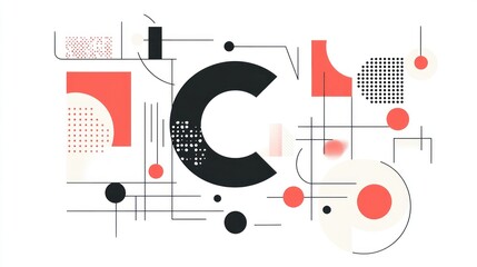Abstract geometric design, letter C, white background, website banner