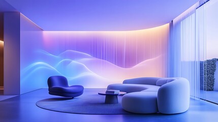 Modern living room with night lighting. (1)