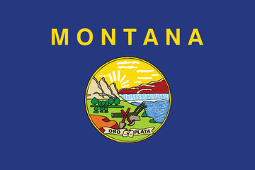 Montana Flag Vector Clipart Illustration - High-Quality, Detailed Design of the State Flag of Montana, Featuring Bold Colors and Iconic Symbols for Creative Projects, Graphic Design, and Printing