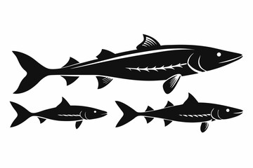 Pike icon set of silhouette black vector bundle