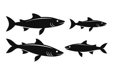 Pike icon set of silhouette black vector bundle