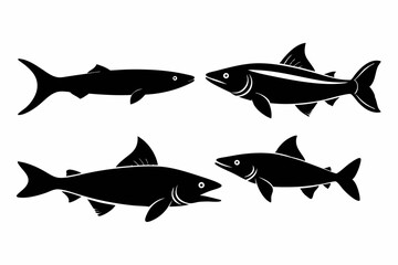 Pike icon set of silhouette black vector bundle