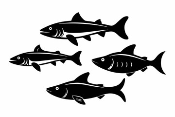 Pike icon set of silhouette black vector bundle