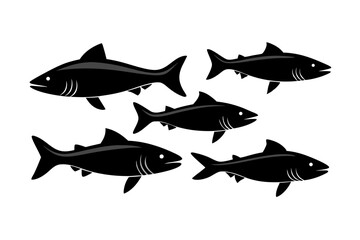 Pike icon set of silhouette black vector bundle