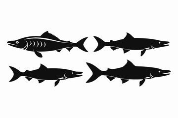 Pike icon set of silhouette black vector bundle