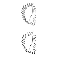Vector outline porcupine. Vector line silhouette porcupine. 
