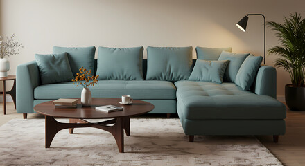 Modern Sectional Sofa: Teal Living Room Design