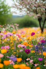 Fototapeta premium Colorful Wildflower Meadow in Spring