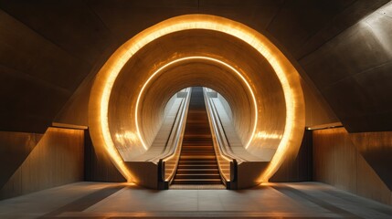 Obraz premium Elegant Spiral Staircase Under Soft Subway Lights