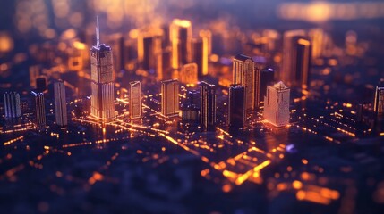 Fototapeta premium Glowing financial network connecting different cities, global economy and business growth generative ai