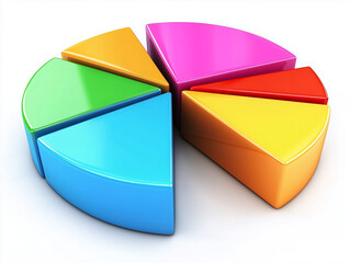 Fototapeta premium 3D render of a multicolored pie chart with vibrant segmented wedges