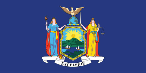 New York State Flag Vector Clipart - Detailed Digital Illustration of the New York State Flag, High-Quality Graphic Design for Commercial and Personal Use