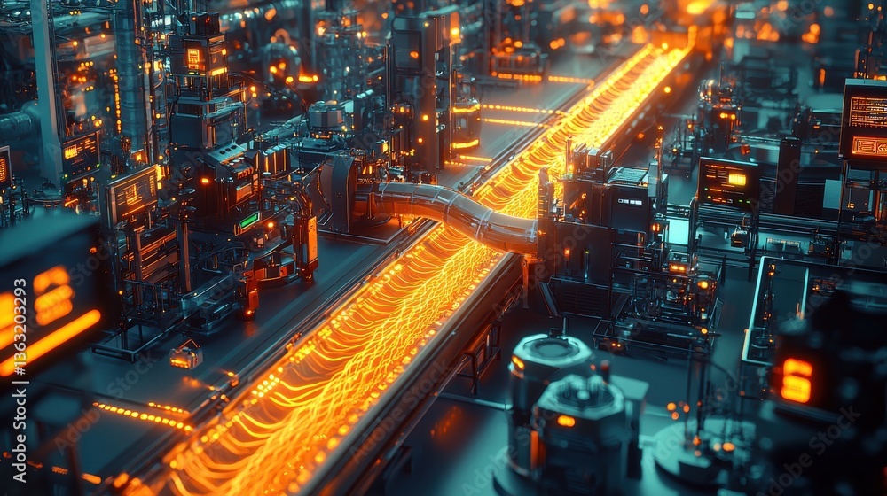 Aufkleber futuristic factory transforming high-tech manufacturing with data streams