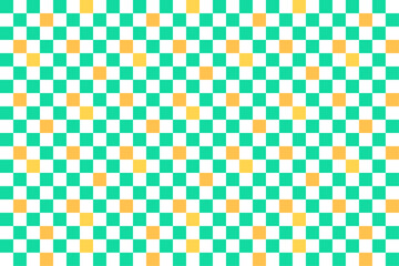 カラフルな市松模様、4色、和柄背景、エメラルドグリーン、オレンジ