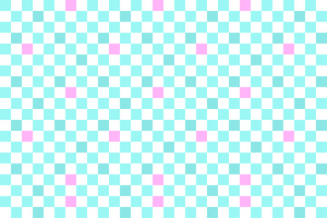 カラフルな市松模様、4色、和柄背景、シアン、ピンク