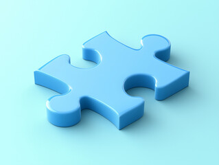 Fototapeta premium Blue jigsaw puzzle piece, 3D render