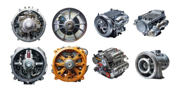 Diverse Collection of Engine Components and Parts, PNG collection, set bundle, isolate on transparent or white background