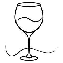 Wine Glass Drawing Outline Vector