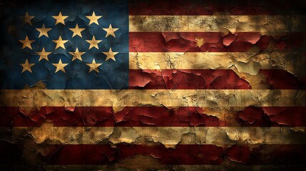 Intricate artistic portrayal of the American flag on Labour Day emphasizing worker solidarity, strength, and dignity through a harmonious blend of patriotic and respectful imagery