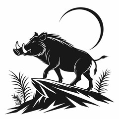 Obraz premium Warthug black silhouette icon vector