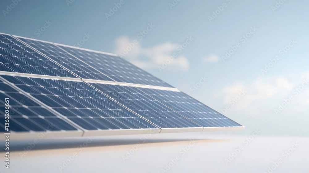 Poster sleek solar panel isolated on crisp white background with ample copy space showcasing its smooth ref