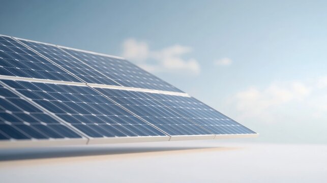 sleek solar panel isolated on crisp white background with ample copy space showcasing its smooth reflective surface