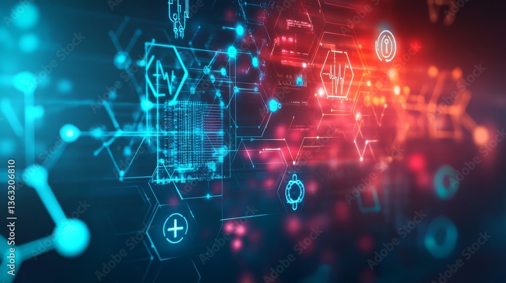 Poster dynamic digital interface visualization technology sector graphic content futuristic environment abs