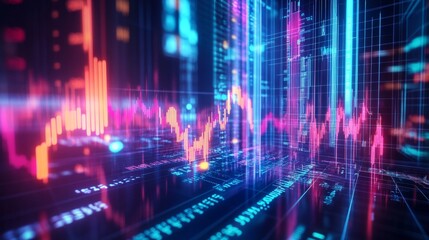 Obraz premium Market trends analysis digital finance infographics virtual environment data visualization insights