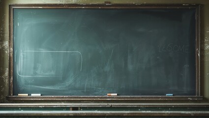 Empty blackboard in a quiet classroom awaiting lessons and creativity from students and teachers
