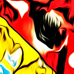 Abstract fluid art digital painting and dynamic swirling patterns with vibrant color transitions.