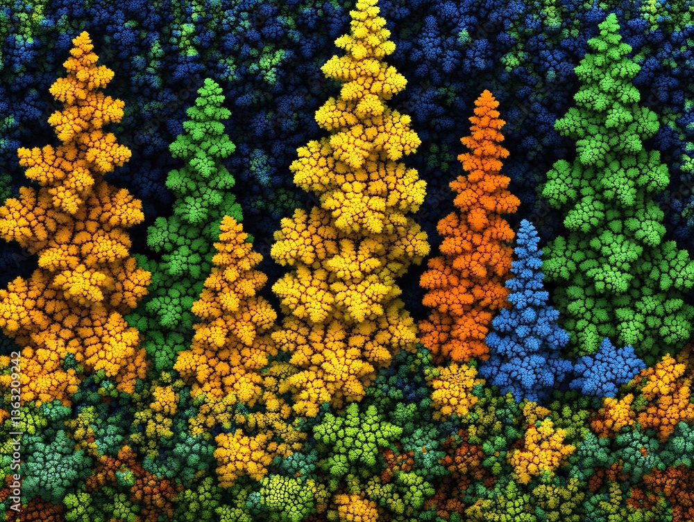 Aufkleber an intricate tapestry of fractal trees creates a captivating abstract forest