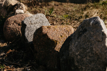 Background of stone wall texture photo.