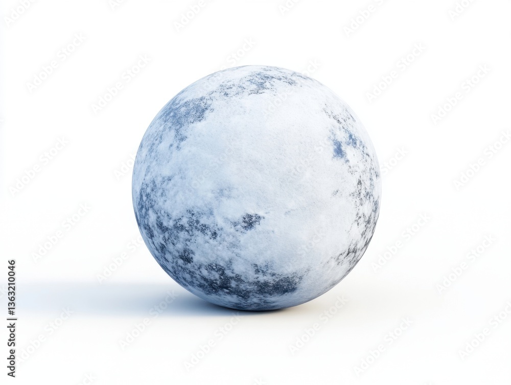 Poster snowy sphere on white surface casting soft shadow creating a serene and minimalist winter scene with
