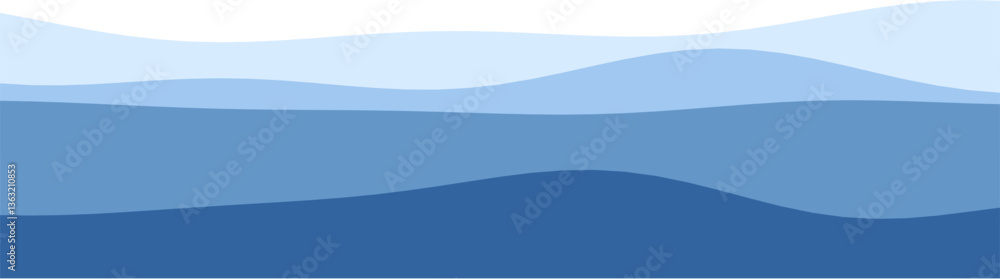 Poster abstract blue wave layers in soft gradient design reflecting ocean serenity.