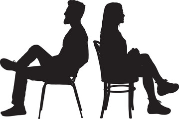 vector  silhouetteof side view of a woman and man sitting back to back © Curto