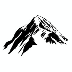 Snowy mountain peak in black and white minimalist silhouette

