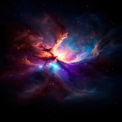 Vibrant Cosmic Nebula in Dark Space