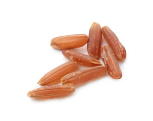 Fresh raw brown rice isolated on white
