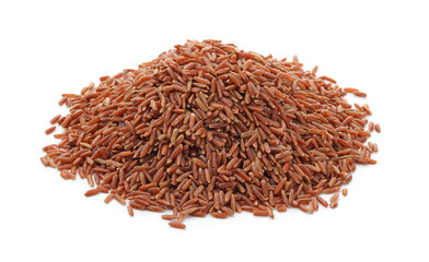 Fresh raw brown rice isolated on white