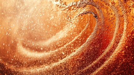 Naklejka premium Liquid swirl, orange beverage background, dynamic movement, fluid wave, refreshment drink, ad