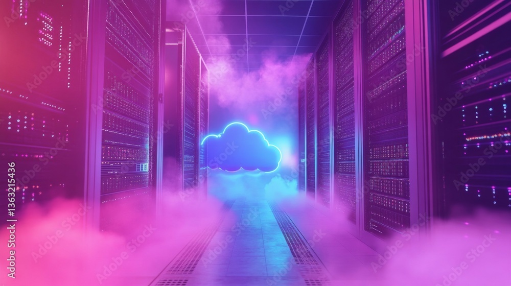 Aufkleber data center innovation cloud technology digital environment futuristic space aerial view tech concep