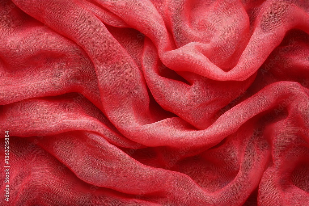 Aufkleber delicate red fabric draped with soft folds and subtle textile texture