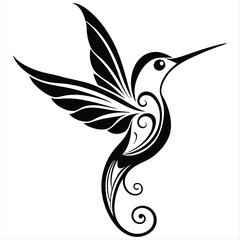 Obraz premium Hummingbird silhouette vector illustration on white background