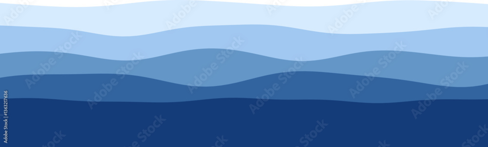 Poster abstract blue wave pattern with various shades in horizontal layers.