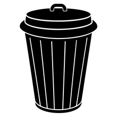 dustbin black silhouette vector, Simple silhouette Design vector icon with white background.