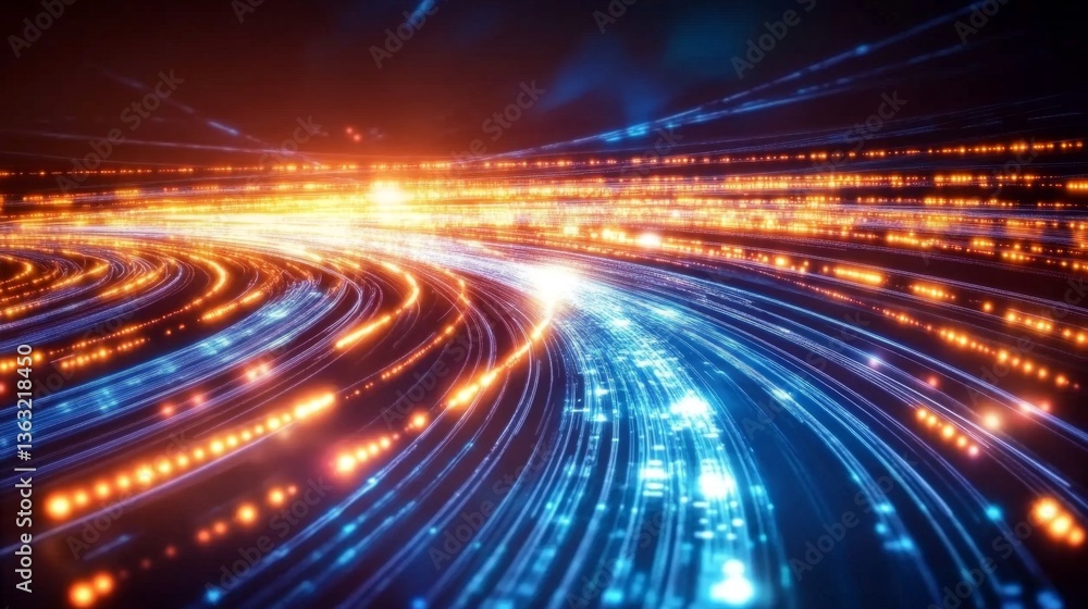 Poster dynamic light trails creating vibrant patterns in a digital environment futuristic concept abstract 