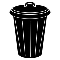 dustbin black silhouette vector, Simple silhouette Design vector icon with white background.