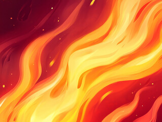 Bright orange and yellow flame waves flow in abstract motion with glowing light and smooth curvature