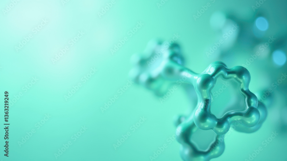 Poster a close-up image of a magnesium glycinate molecule with a glowing effect.